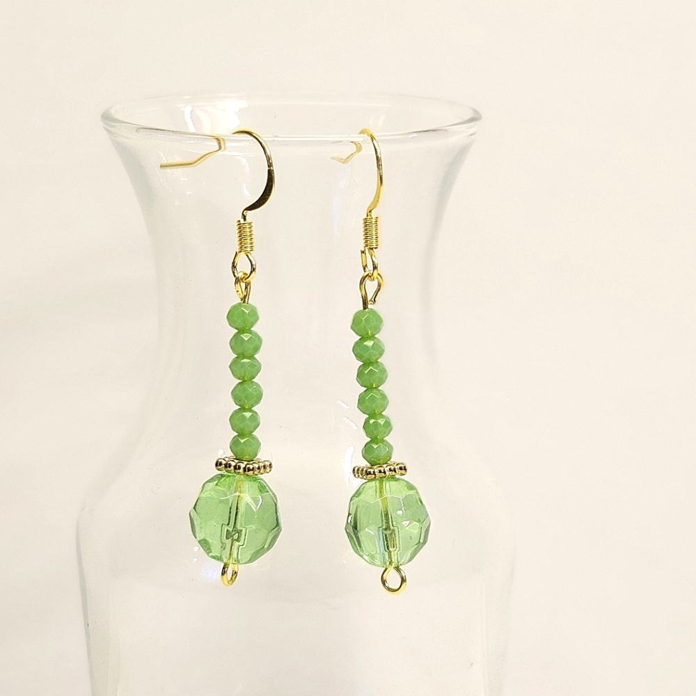 Handmade Green Beaded Earrings
